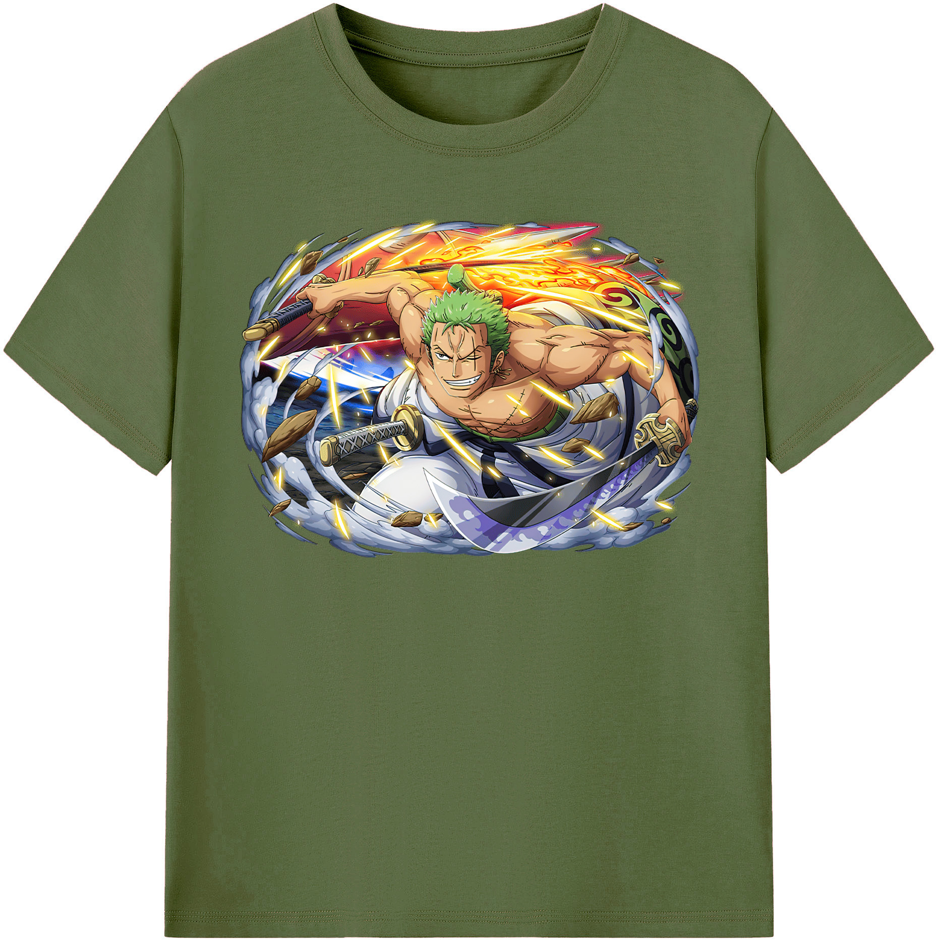 ワンピース ロロノア・ゾロ ONE PIECE Roronoa Zoro 綿100％半袖Tシャツ（フロントプリント）